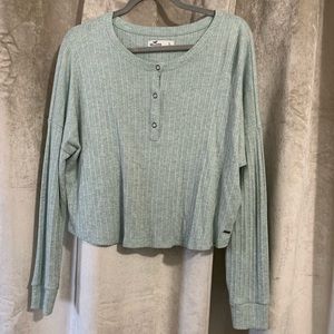 NWOT Hollister light teal long sleeve Henley super soft!!